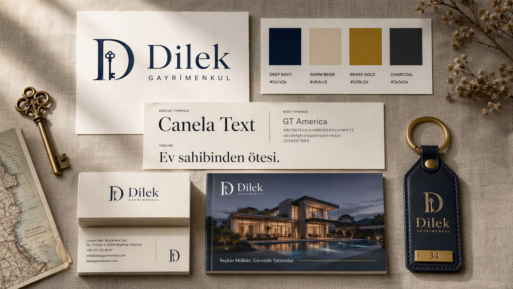 Dilek Gayrimenkul · Premium Emlak kurumsal kimlik çalışması