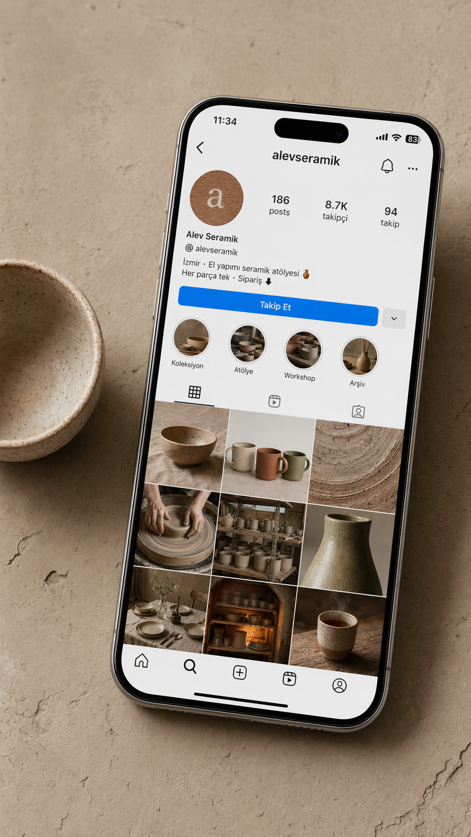 Alev Seramik Instagram profili · El Yapımı Seramik