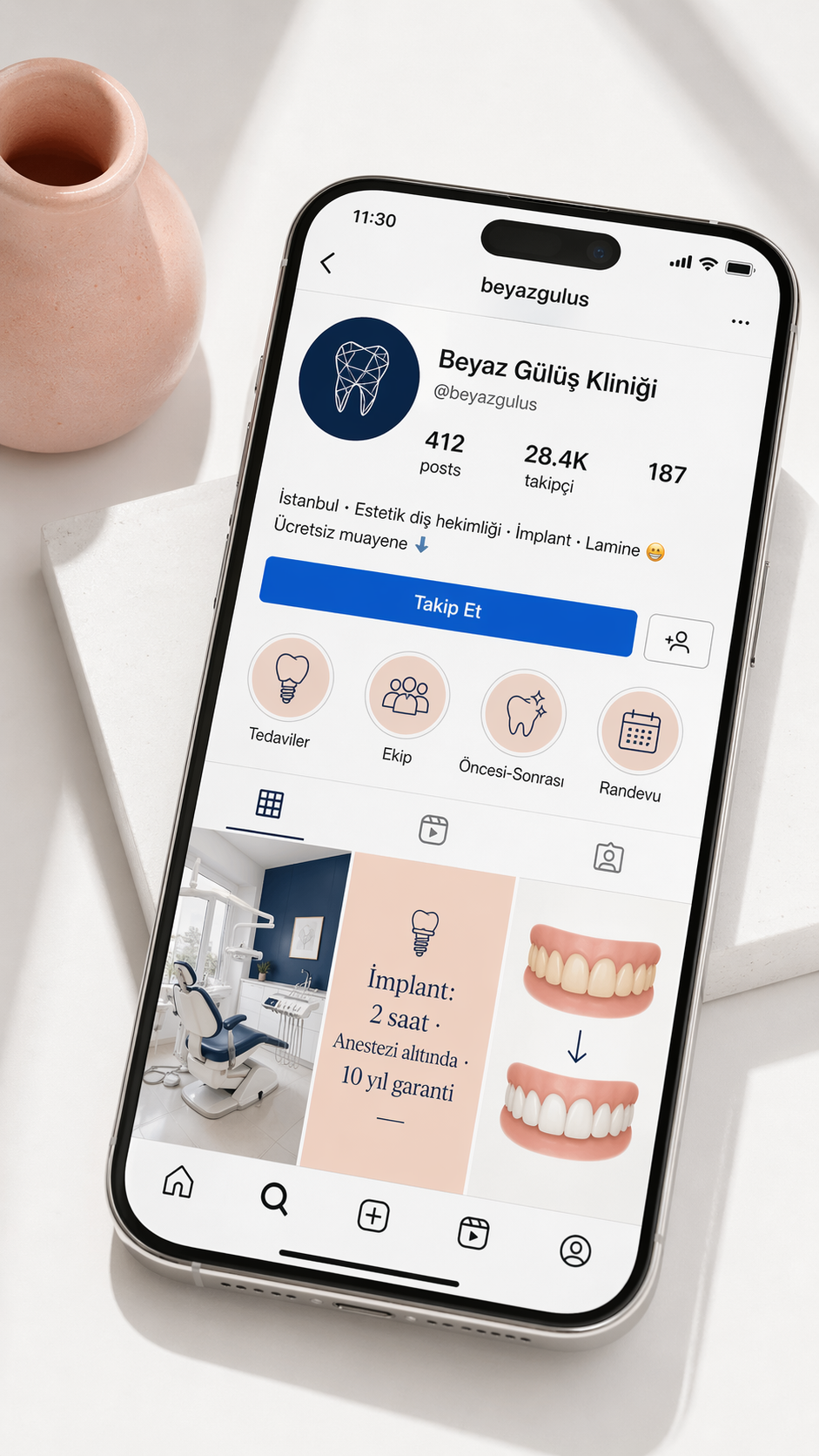 Beyaz Gülüş Kliniği Instagram hesabı