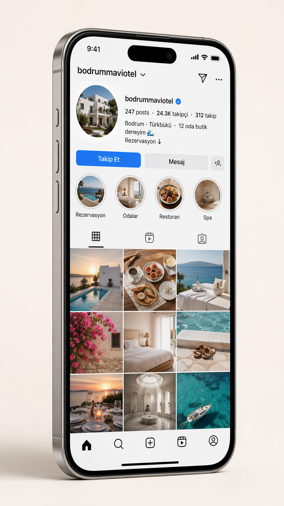 Bodrum Mavi Otel Instagram hesabı
