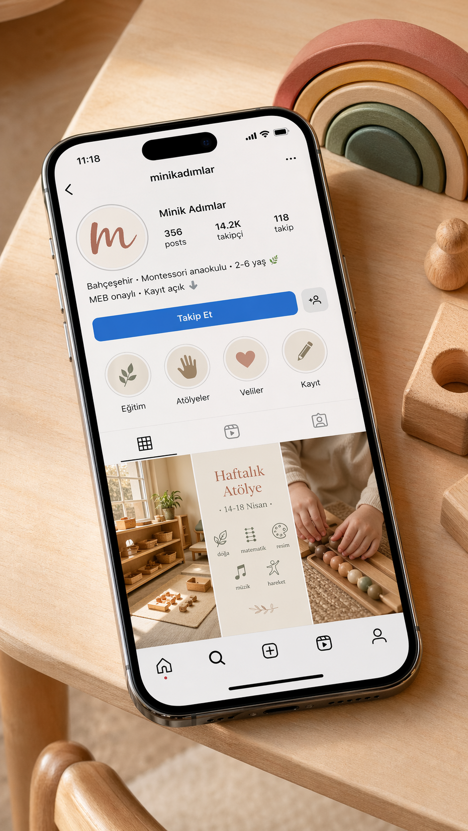 Minik Adımlar Instagram profili · Anaokulu