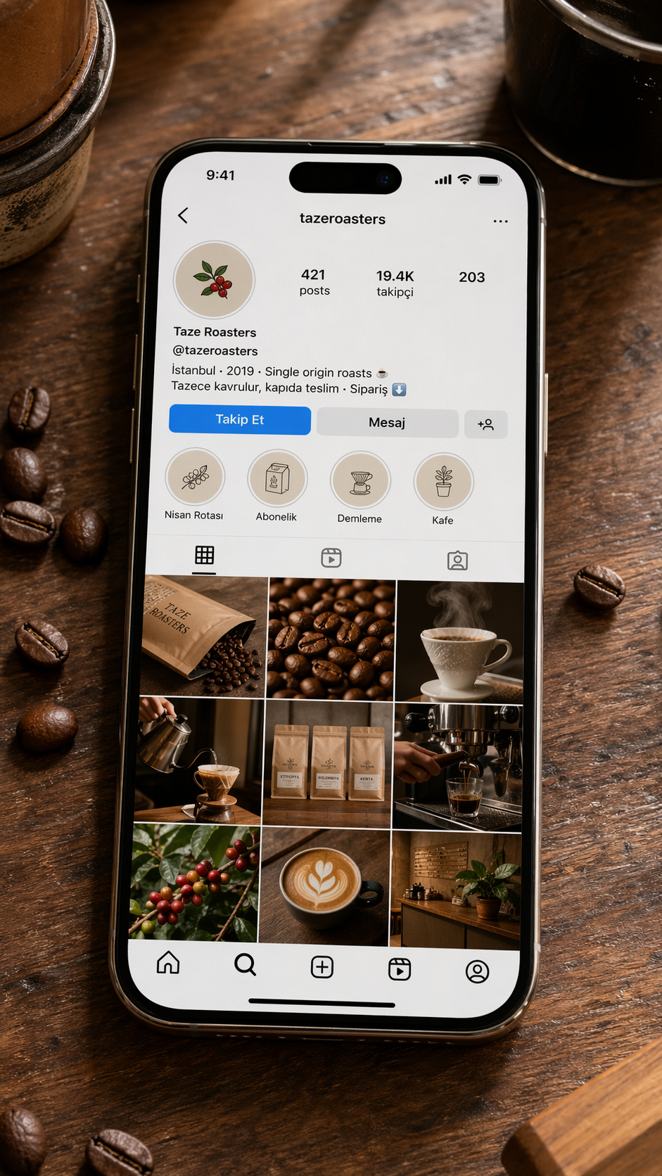 Taze Roasters Instagram hesabı