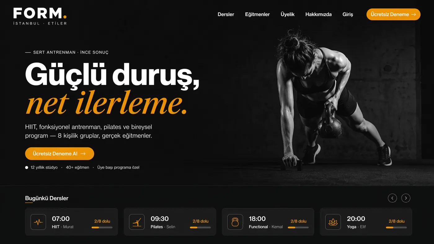 Fitness için konsept web sitesi tasarımı