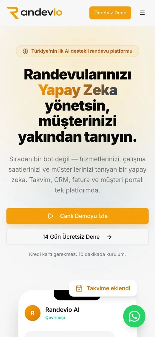 Randevio mobil görünüm